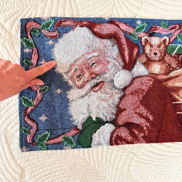 Retro Santa Claus Christmas Holidays Tapestry Table Runner 11.5" x 68" - Picture 7 of 9